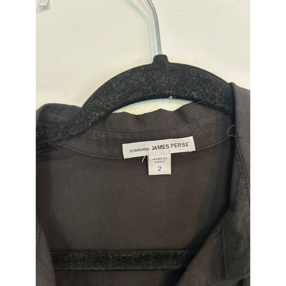 James Perse Sheer Slub Side Panel Shirt Black Size 2 - Picture 7 of 9